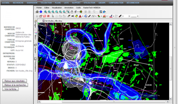 WEBEDA PRO : Visualisation d'un plan DWG et des informations concernant le plan