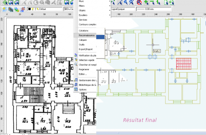 WiseImage FM - Conversion d'un plan scanné en objets murs, cloisons et locaux